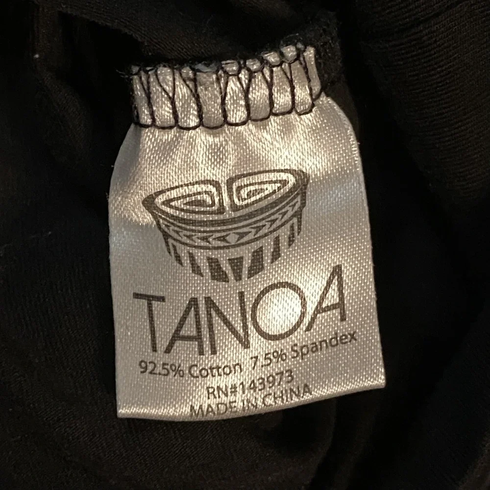 Tanoa Samoa Womens Top 2XL Black Silver Floral Design Polynesian Hawaiian Blouse